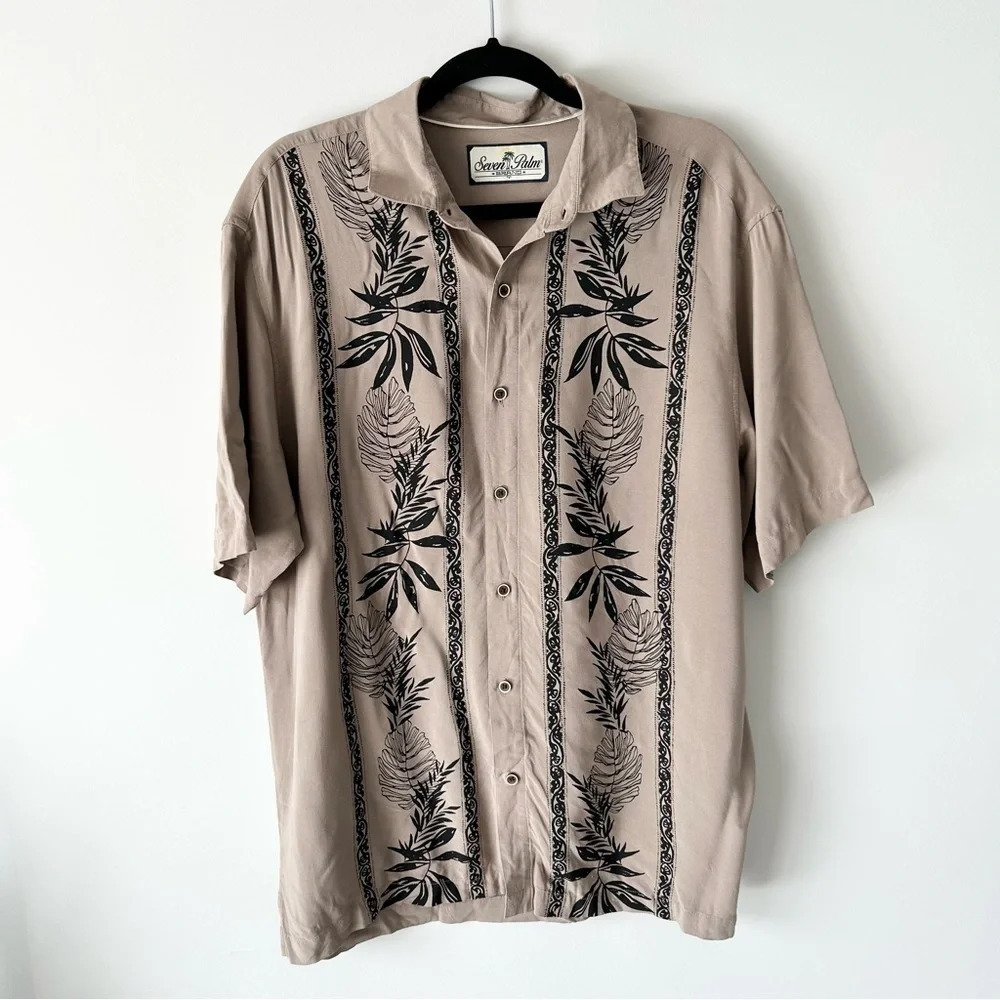 Seven Palm Silky Hawaii Button  Down Shirt